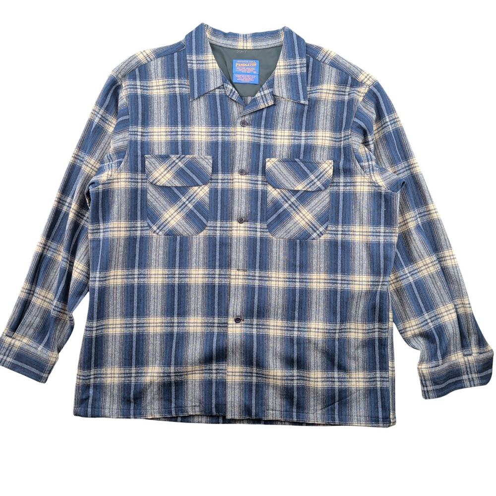 Pendleton Virgin Wool Board Shirt Men's XL Plaid Flannel Button Up Workwear
